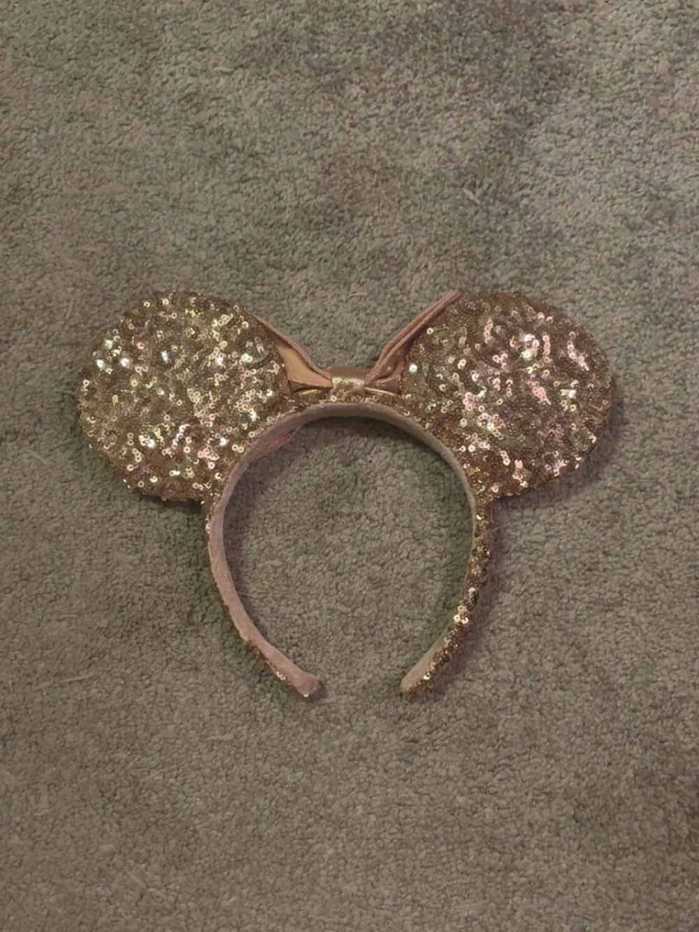 Disney Rose Gold Minnie Mouse Ear Headband with Bow